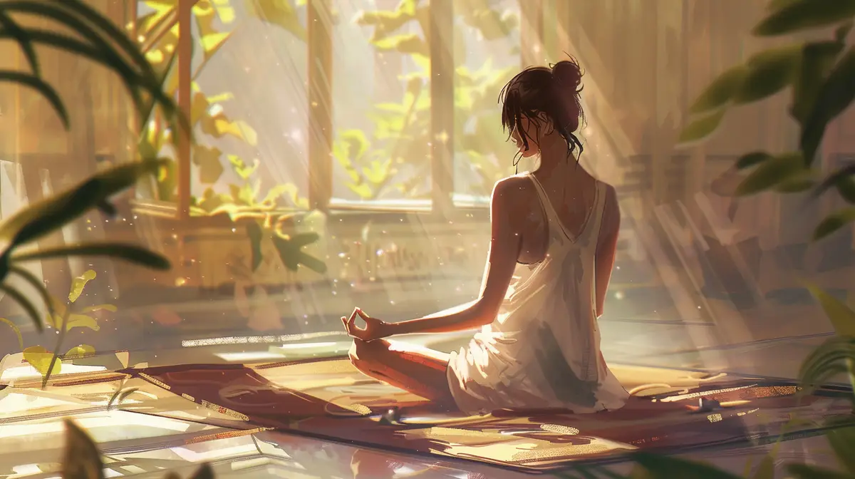 Meditation concept in digital art style