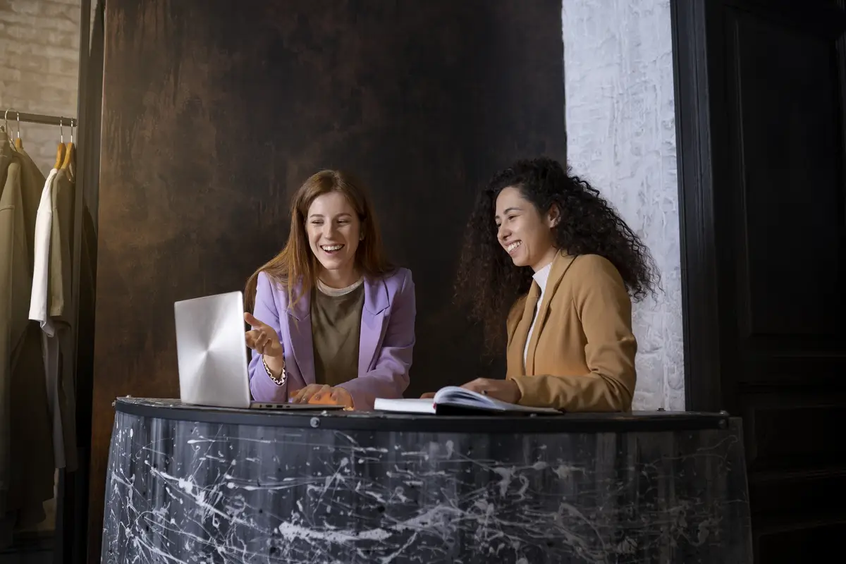 Young business owners preparing their store