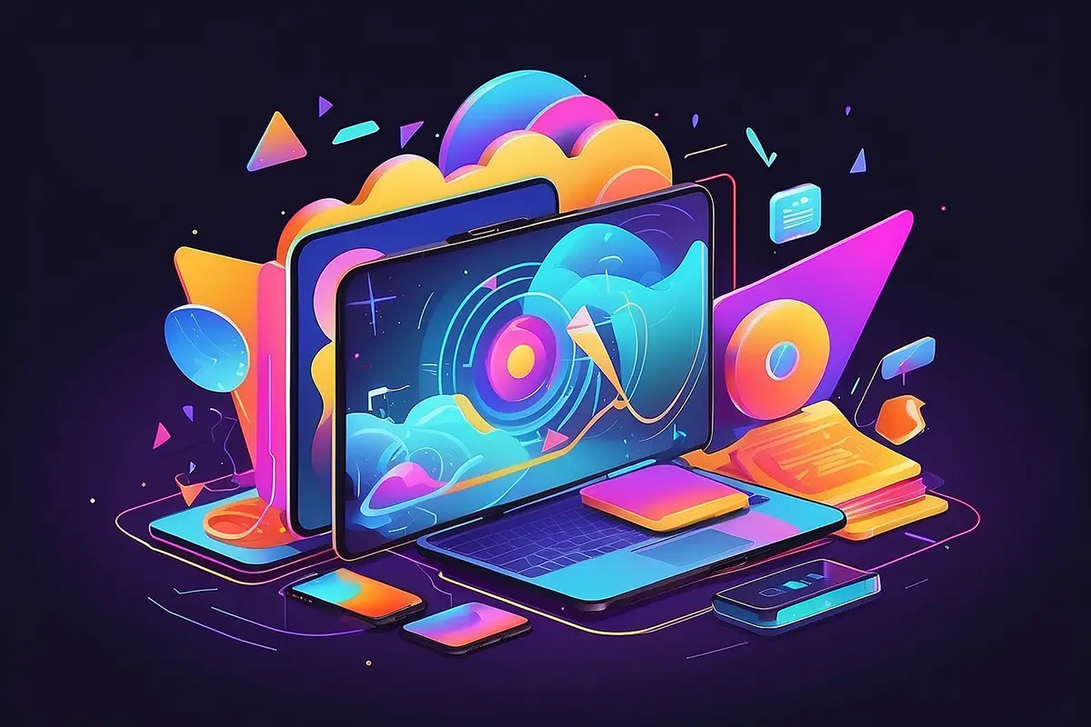 Digital overload abstract concept vector illustration