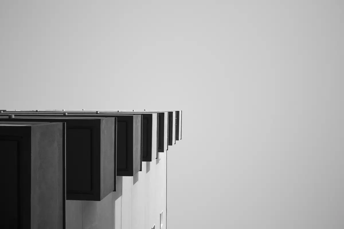 Low angle view of modern building against clear sky