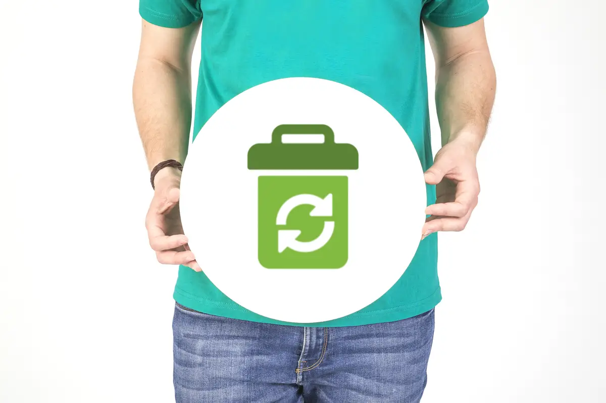 Crop male hands holding ecological sign