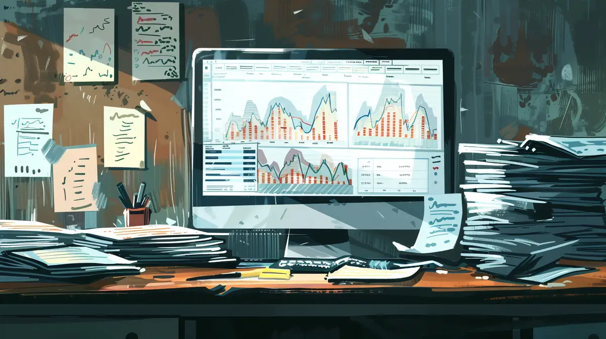 The financial charts on computer monitor