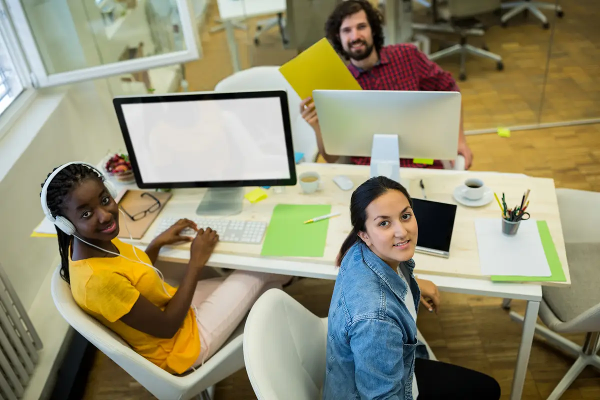 Group of graphic designers working together