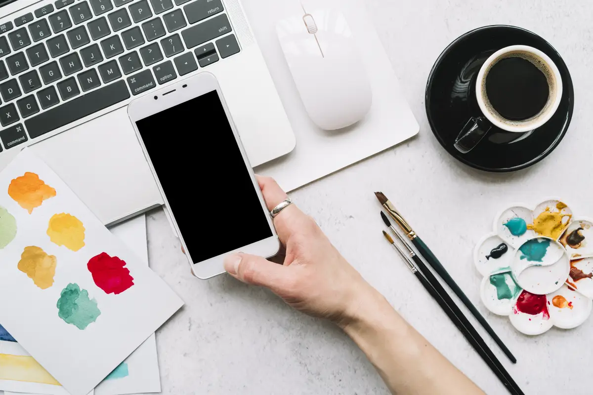 Art concept with smartphone template