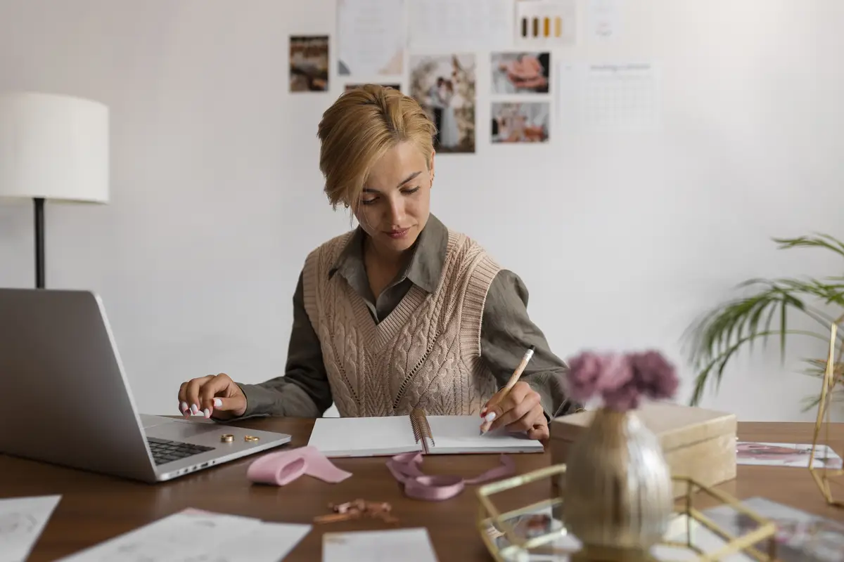 Medium shot woman working as wedding planner
