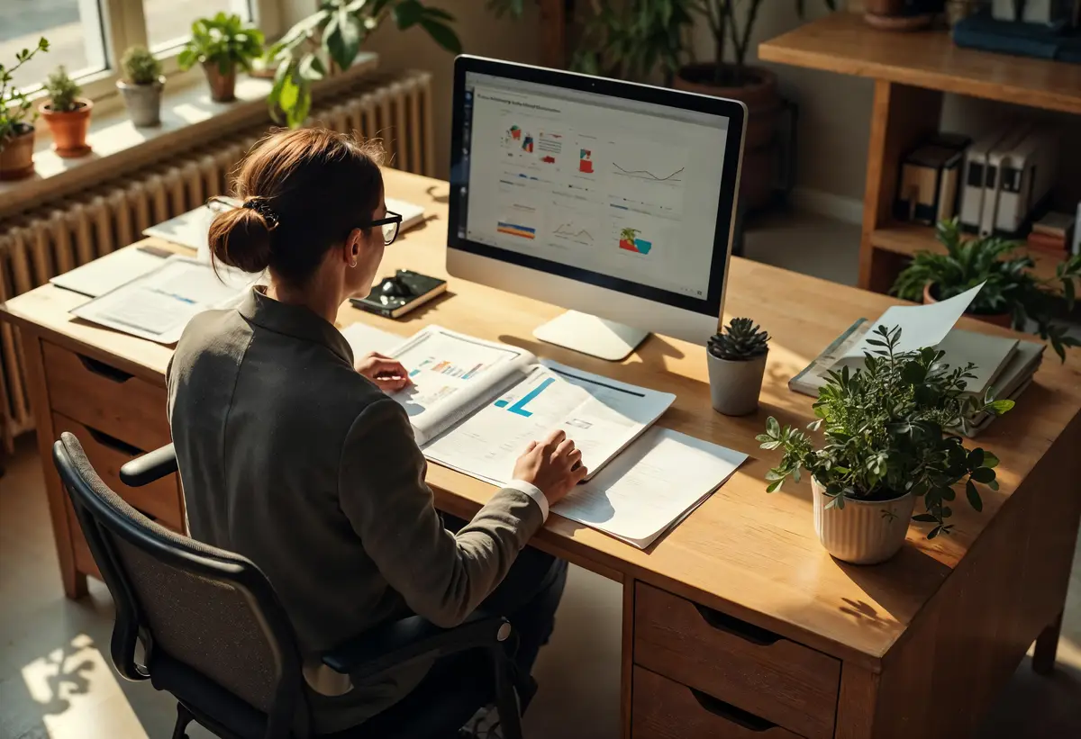 Scenes of people at work