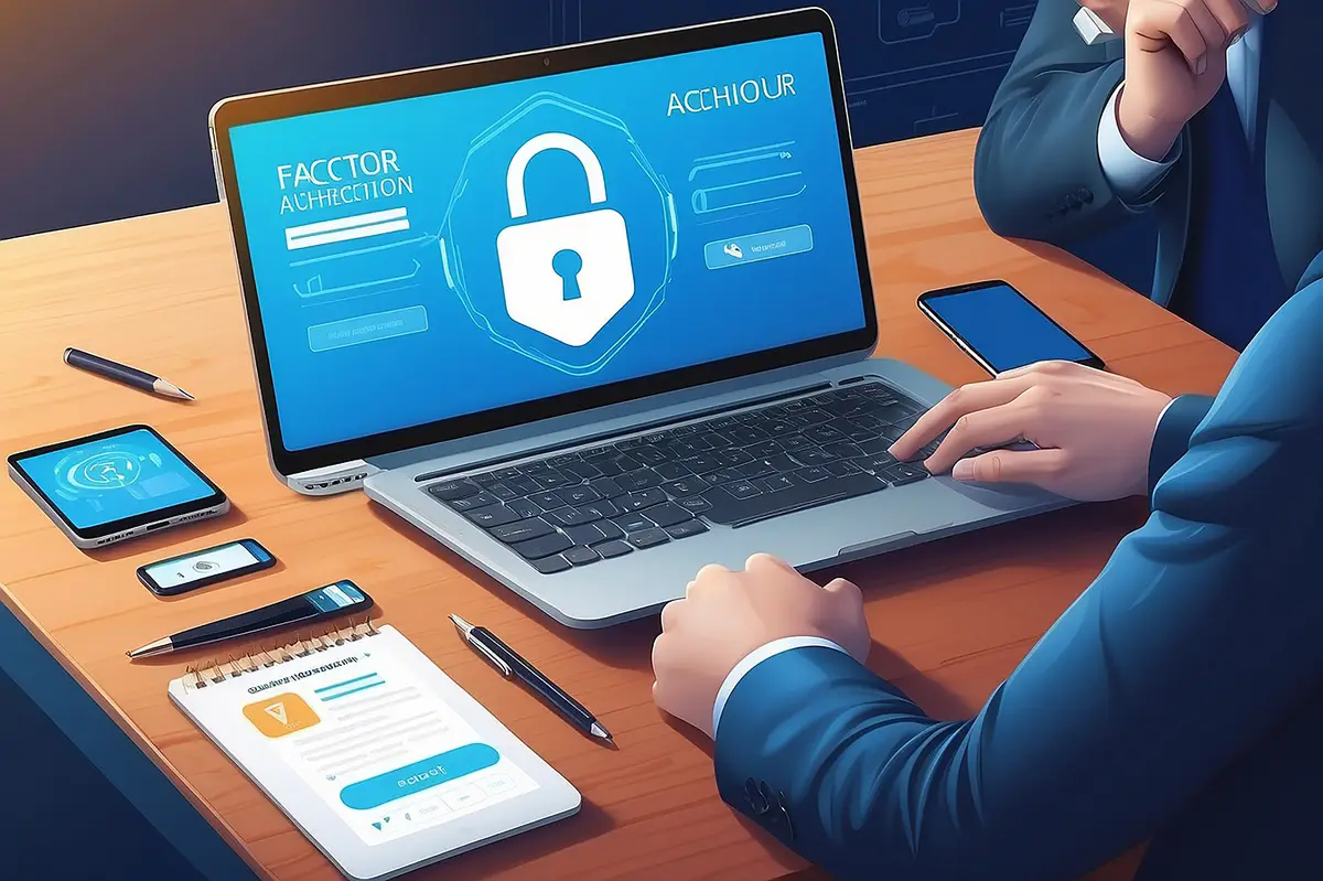 Two factor authentication concept illustration