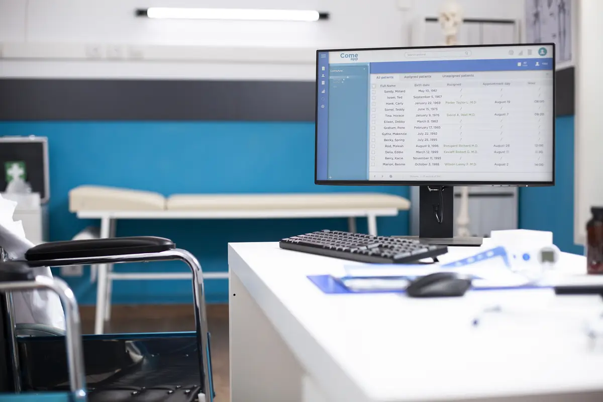 Computer screen showing medical records