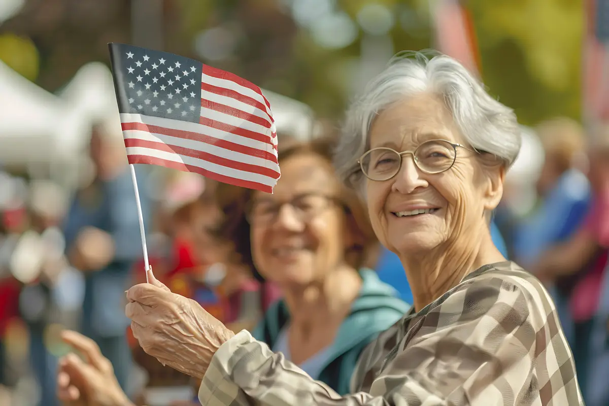 Usa independence day celebration with flag