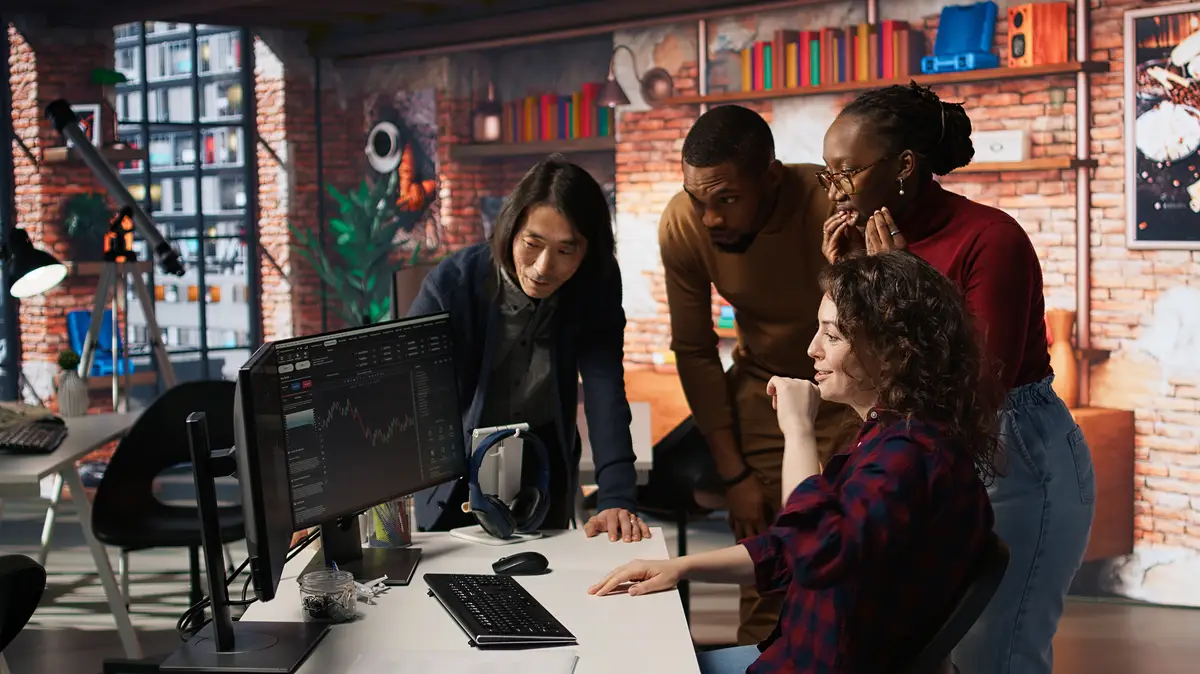 Overjoyed startup team securing angel investments becoming unicorn company