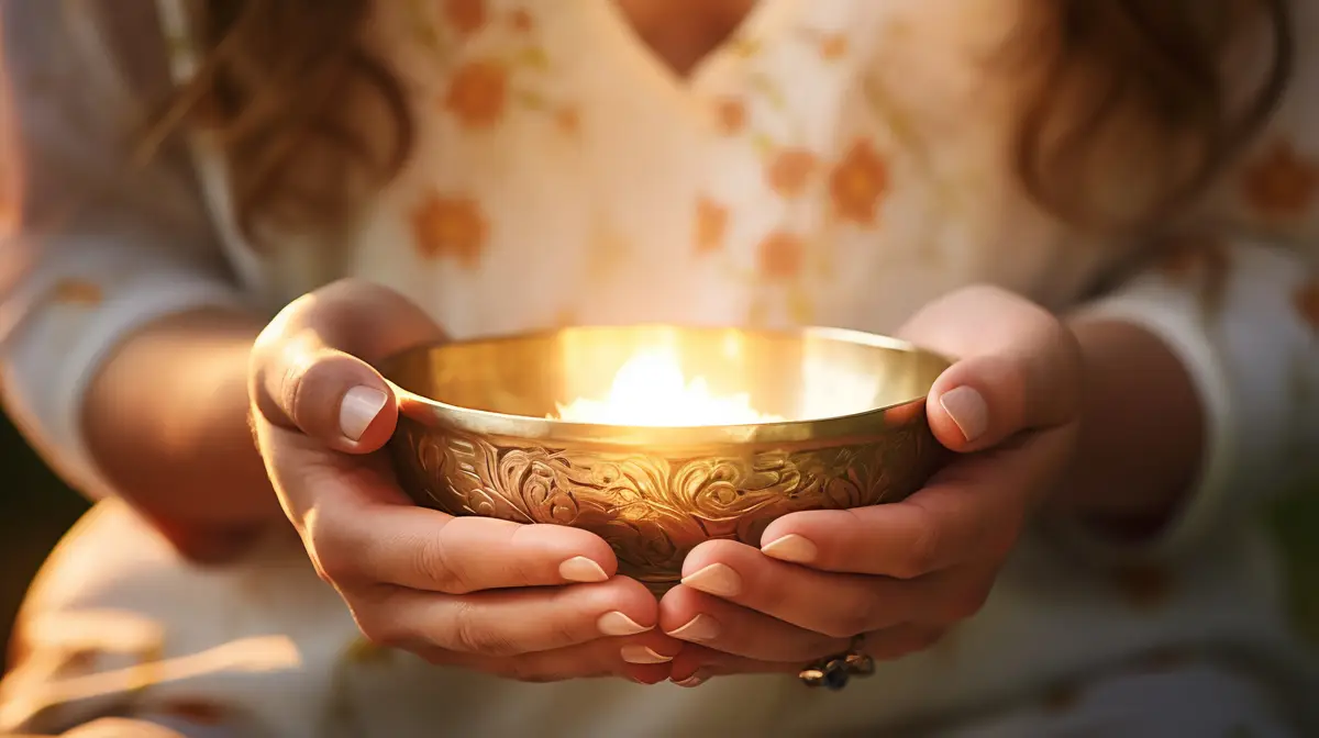 Person practicing yoga meditation indoors with sunlight coming through