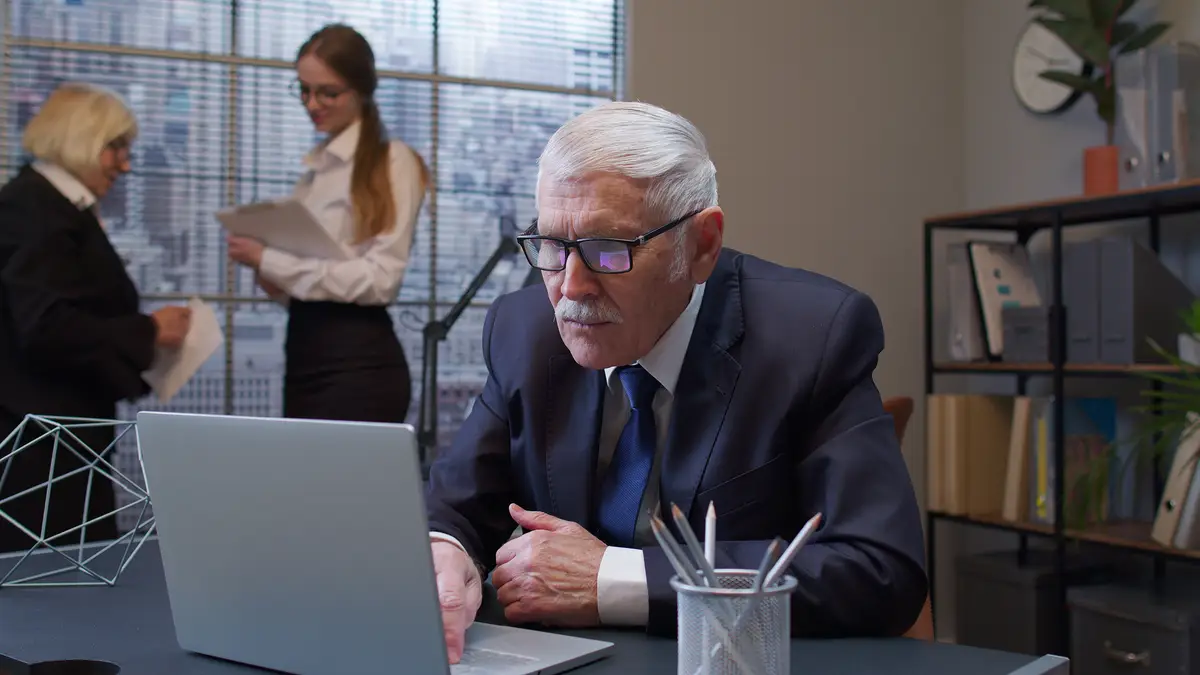 Businesswoman working at table