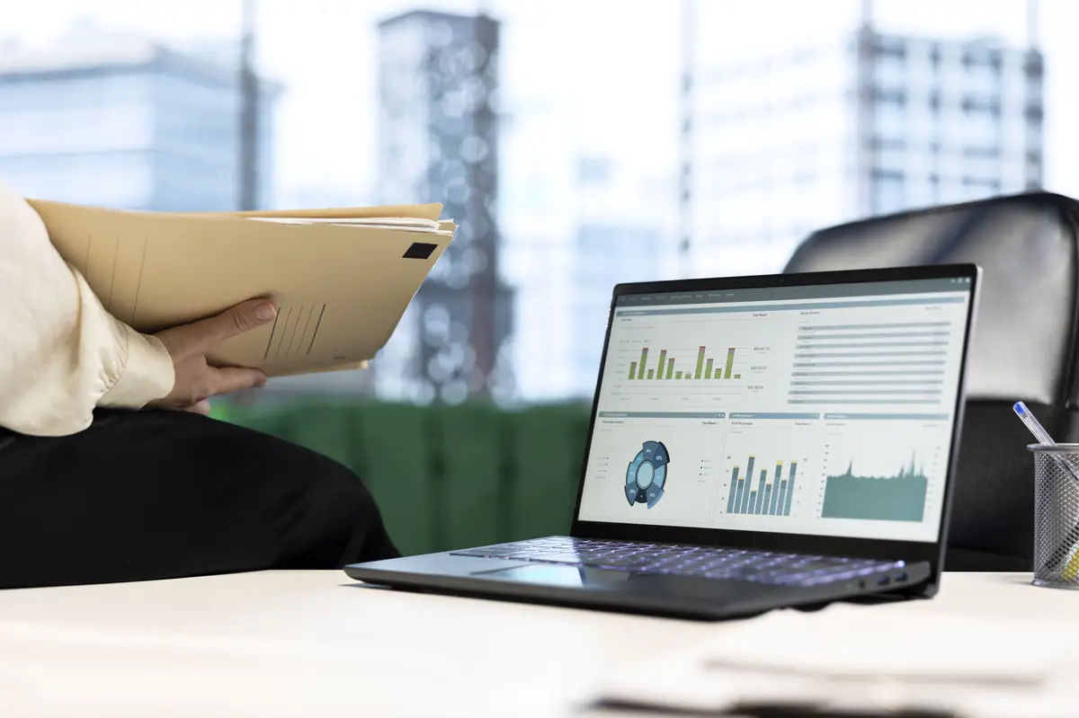 Empowered female CEO working in her high end corporate office