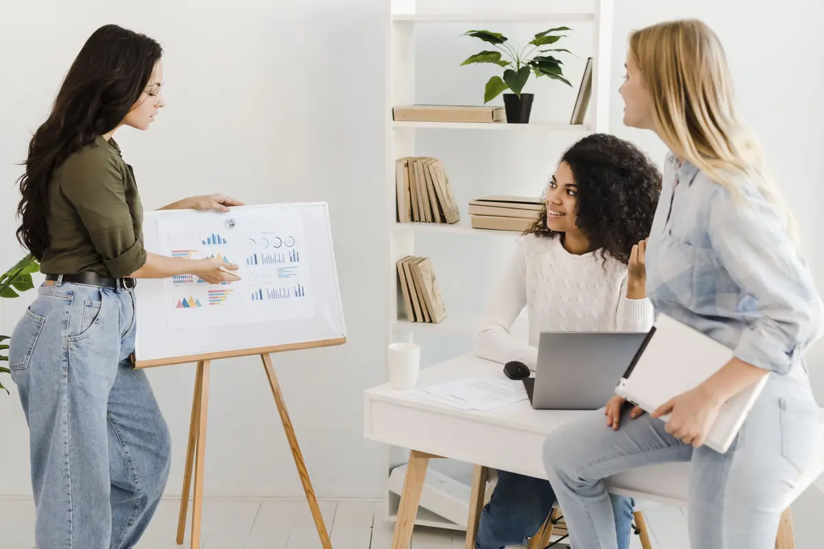 Team work meeting with females