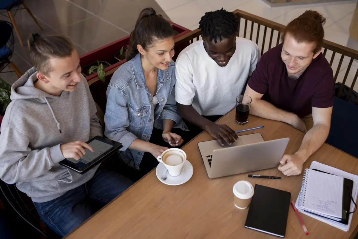 Young adults meeting up to study