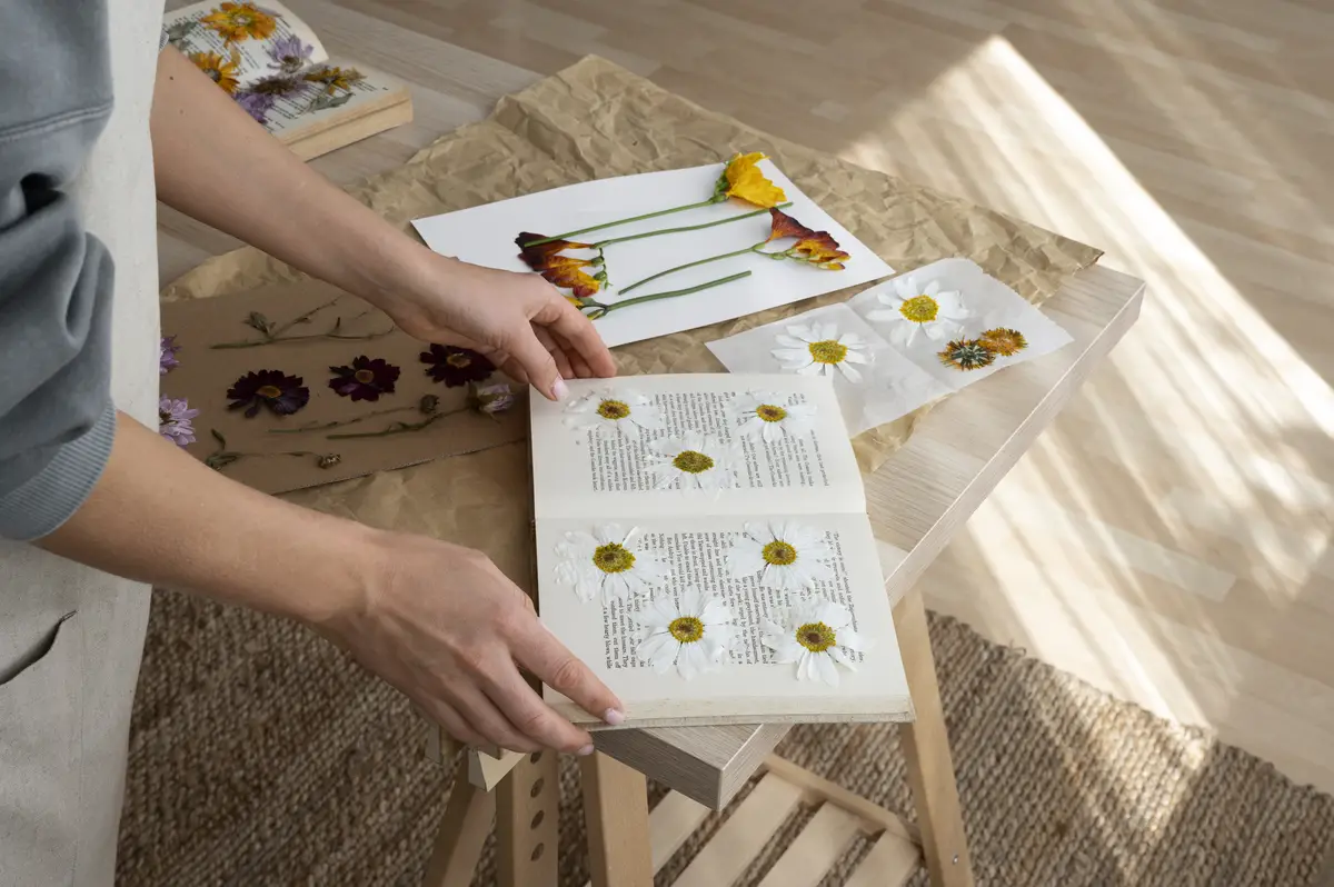 Still life of flower press technique