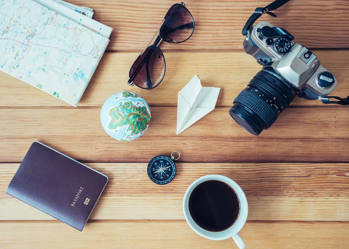 High angle view of coffee cups on table