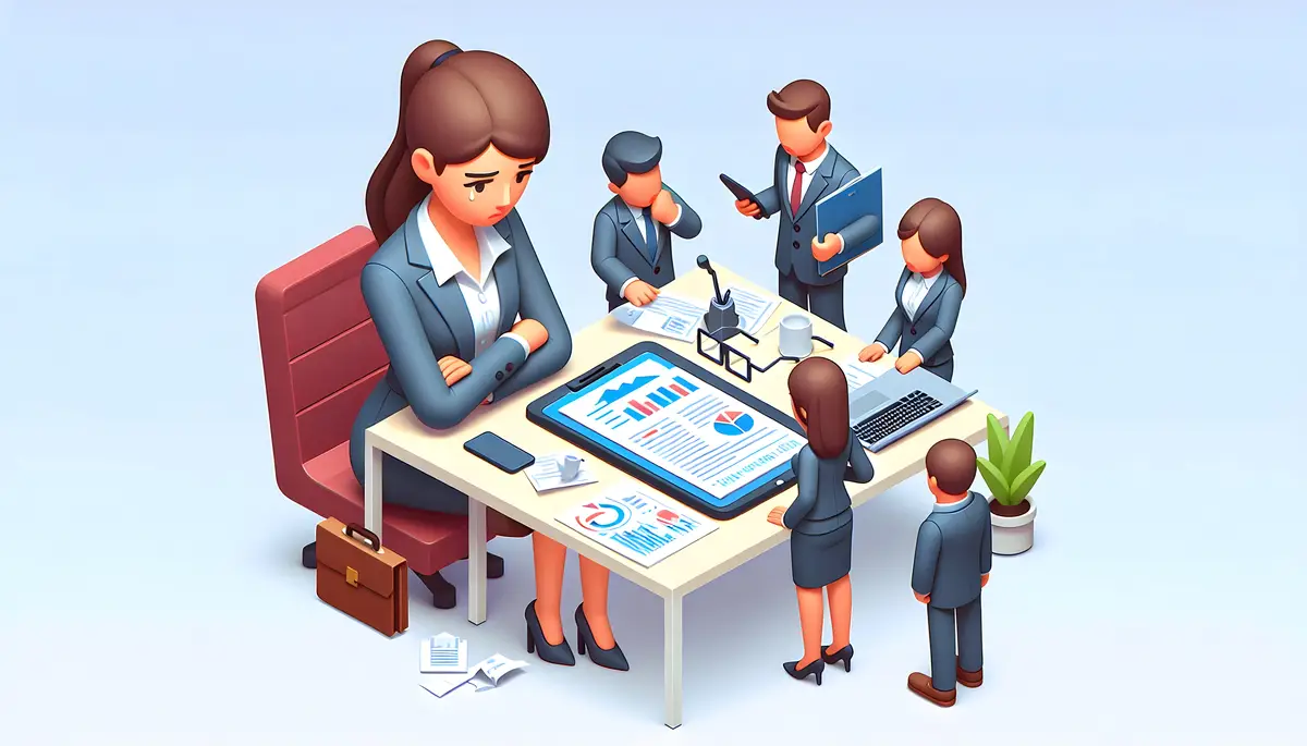 3d Flat icon as Businesswoman looking at a failed contract negotiation appearing disappointed concep