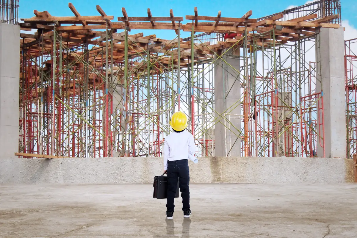 Word result spelled on blocks of letters around scattered letters