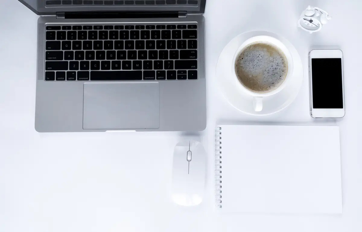 Grey laptop with office elements