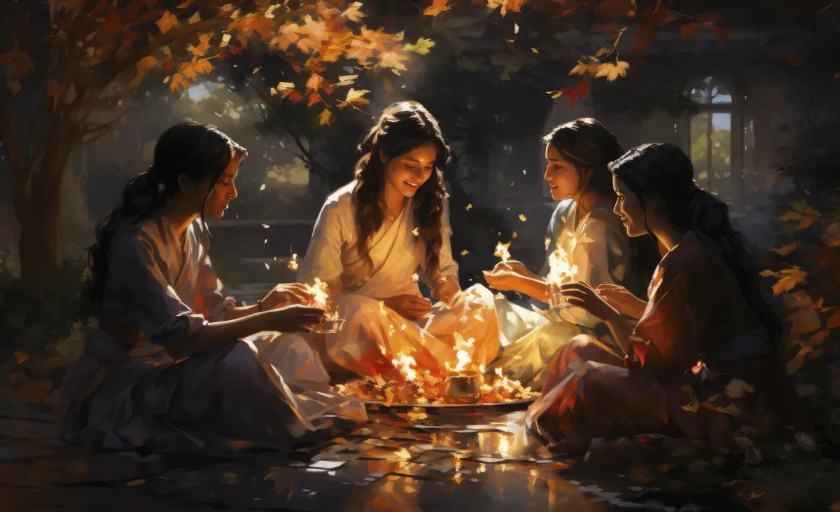 People celebrating lohri punjabi folk festival