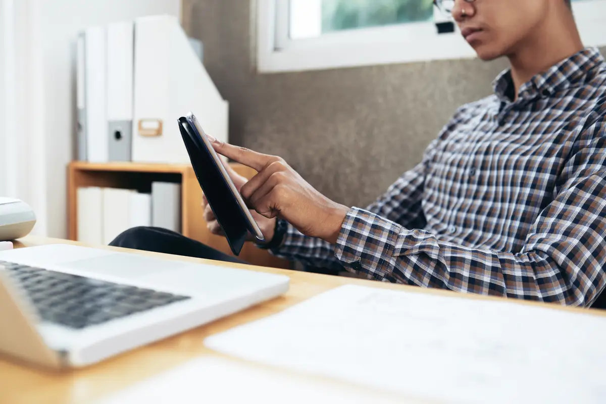 Office worker using tablet