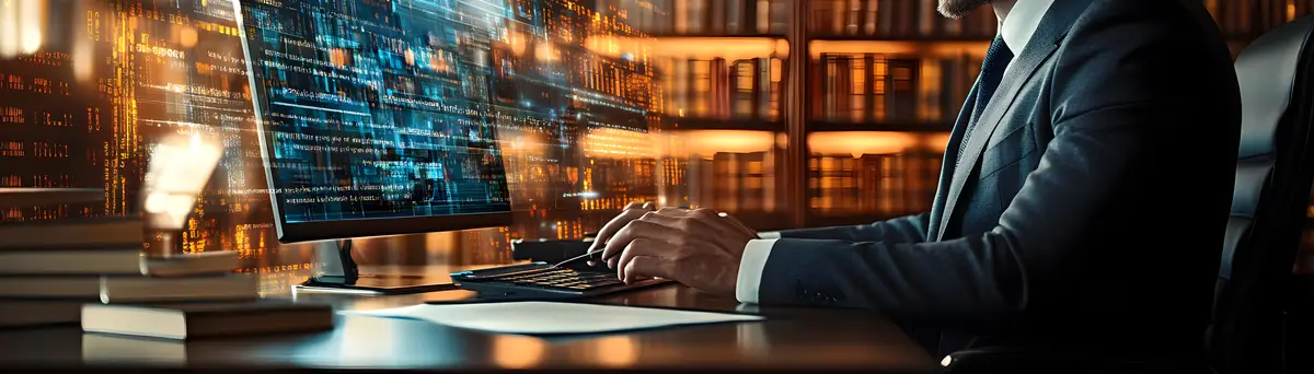 Lawyer consulting in a glossy virtual meeting concept as Camera movement Pan across the lawyer scree