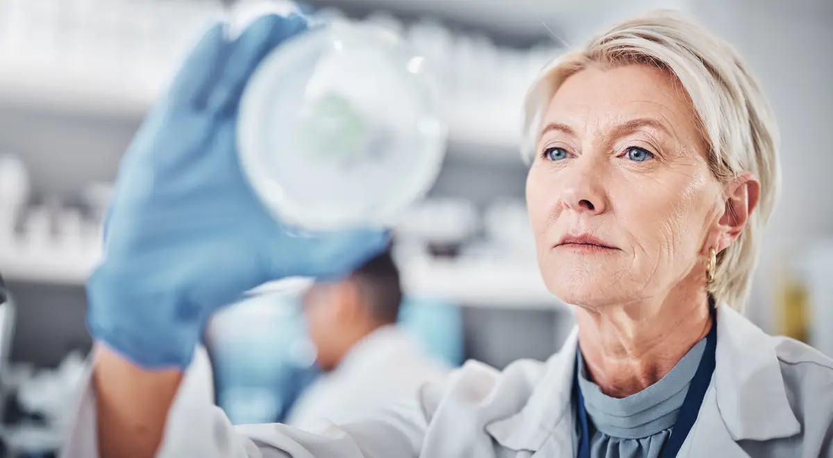 Science research and sample with a doctor woman at work in a biological lab for innovation or development Healthcare medicine and study with a female scientist working on plants in a laboratory