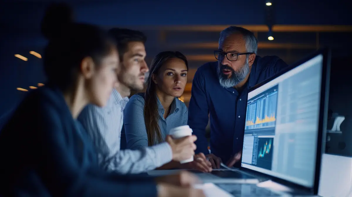 a group of people are looking at a computer screen