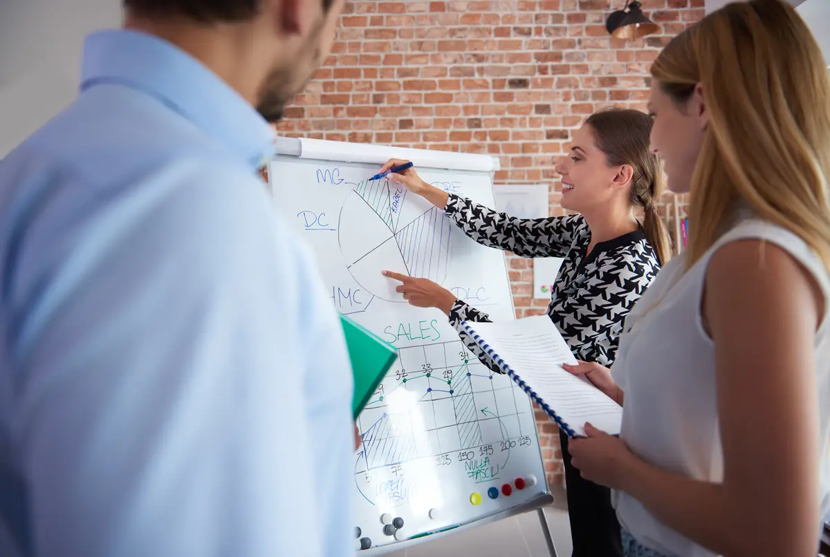Close up on people working in the office