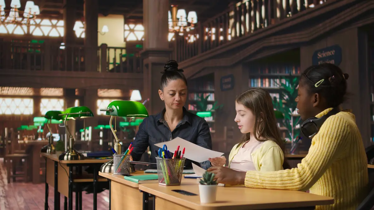 African american schoolgirl using fluorescent pen to highlight key words