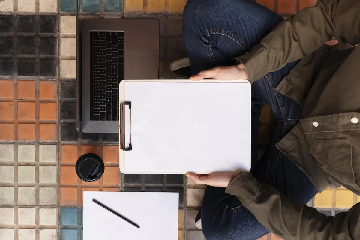 Top view man working on the floor