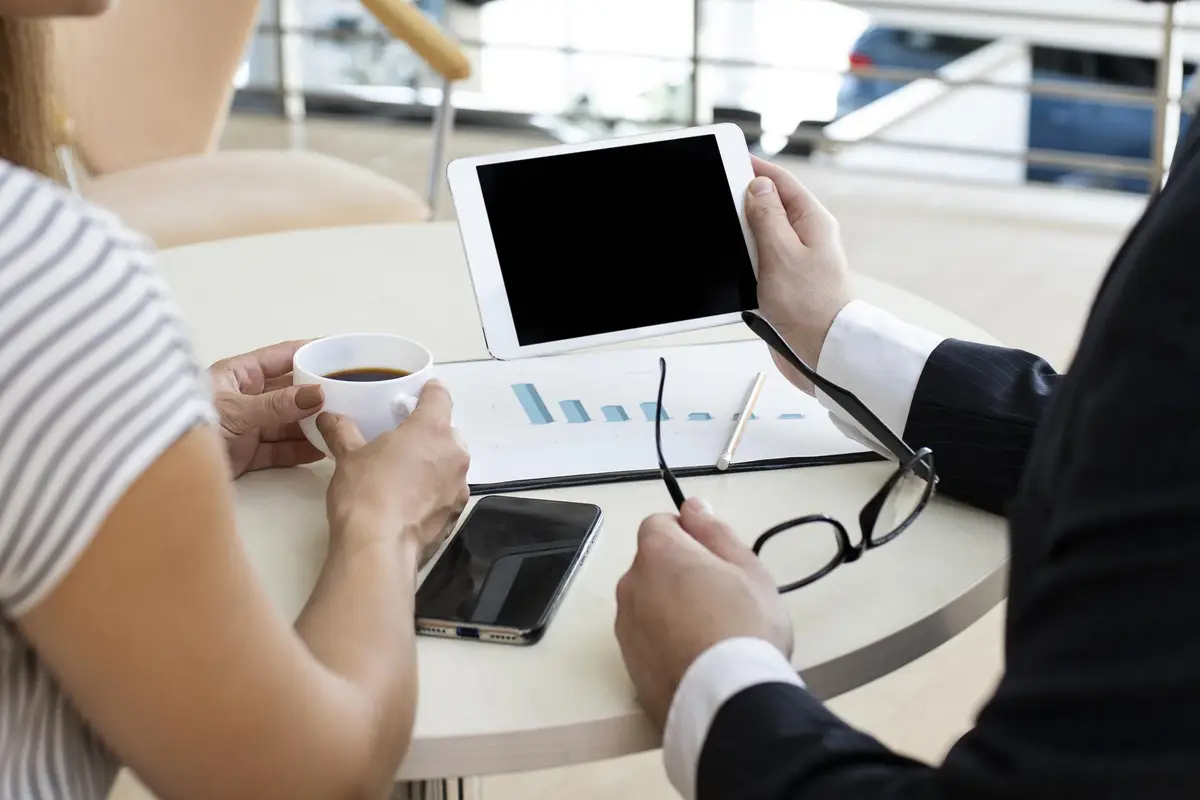 Colleagues video conferencing together