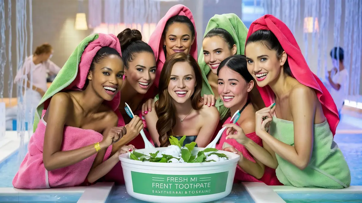 Happy women care about oral hygiene