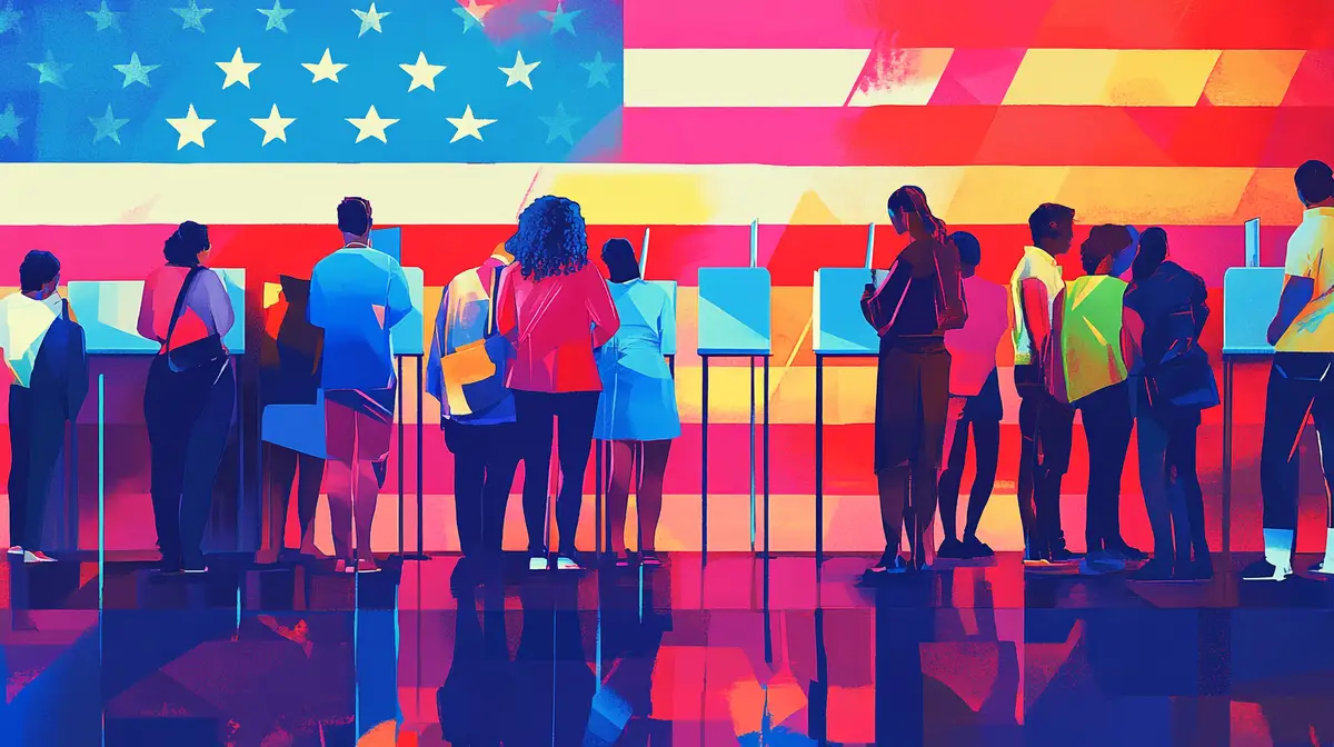 a painting of people looking at a flag with the words quot the stars quot on it