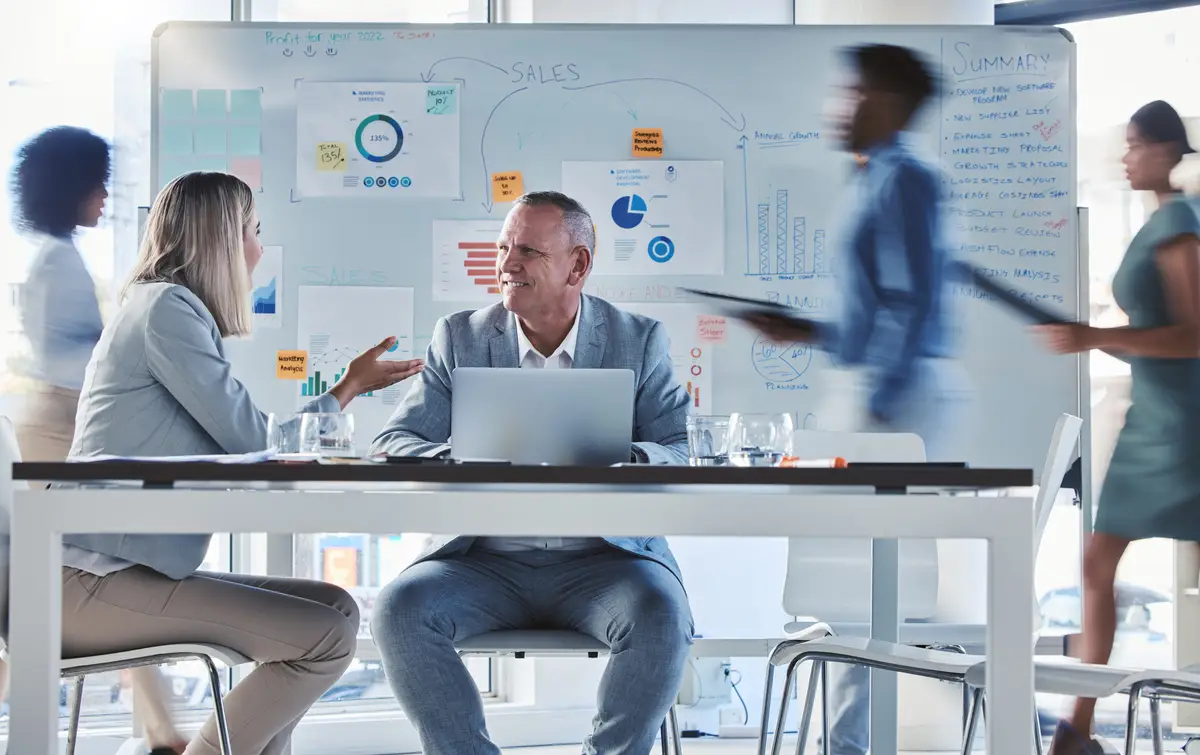 Team workers or employee busy collaboration and planning a business growth strategy together in an office Happy corporate professional working on a project proposal at a startup marketing workplace