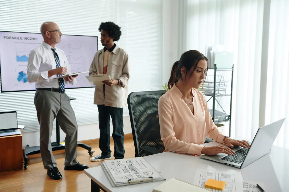 Colleagues working in marketing department