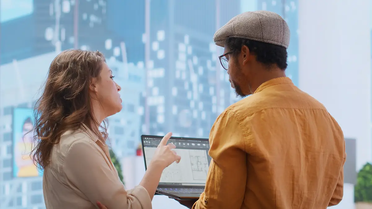 Real estate agent and clients negotiating deals on an office hunt