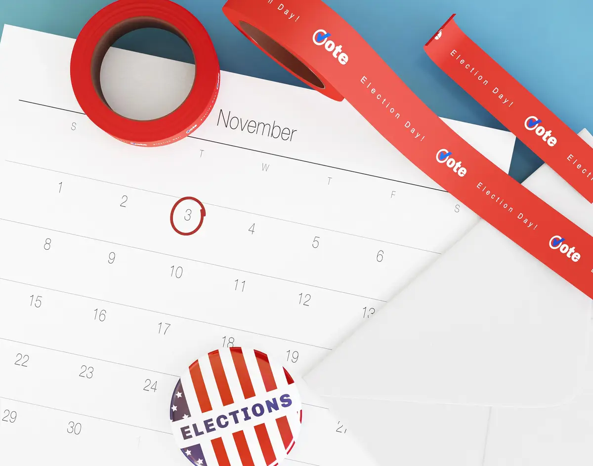 Us elections vote concept with flag