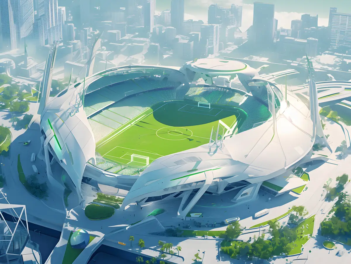 Futuristic soccer field illustration