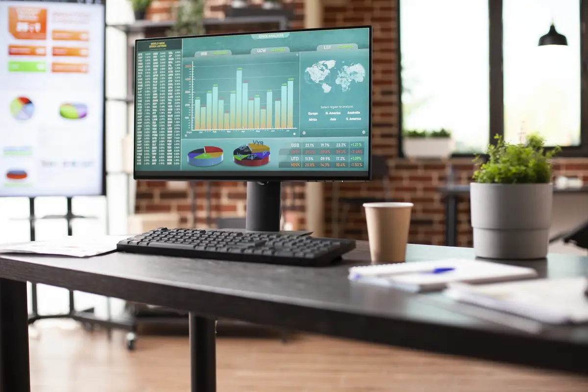 Digital devices displaying company data