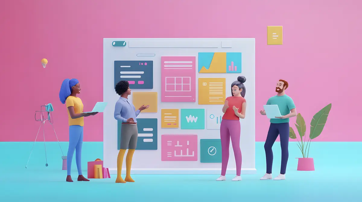 a drawing of people in front of a computer screen with the word apple on it