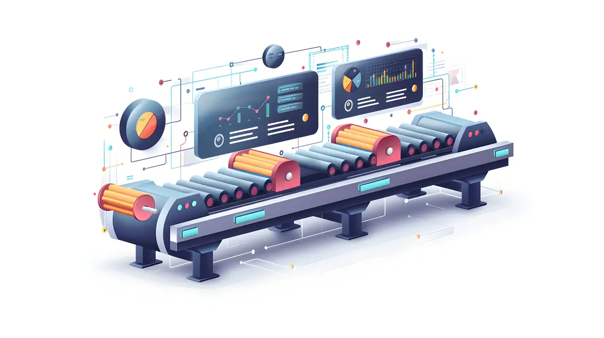 3D Flat Icon Automated Conveyor System Financial Dashboard for CostEfficient Automation Double