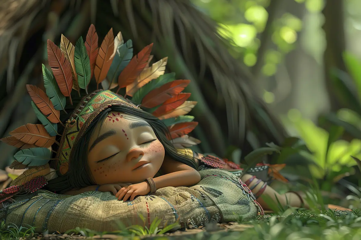 Portrait of 3d cartoon indigenous person