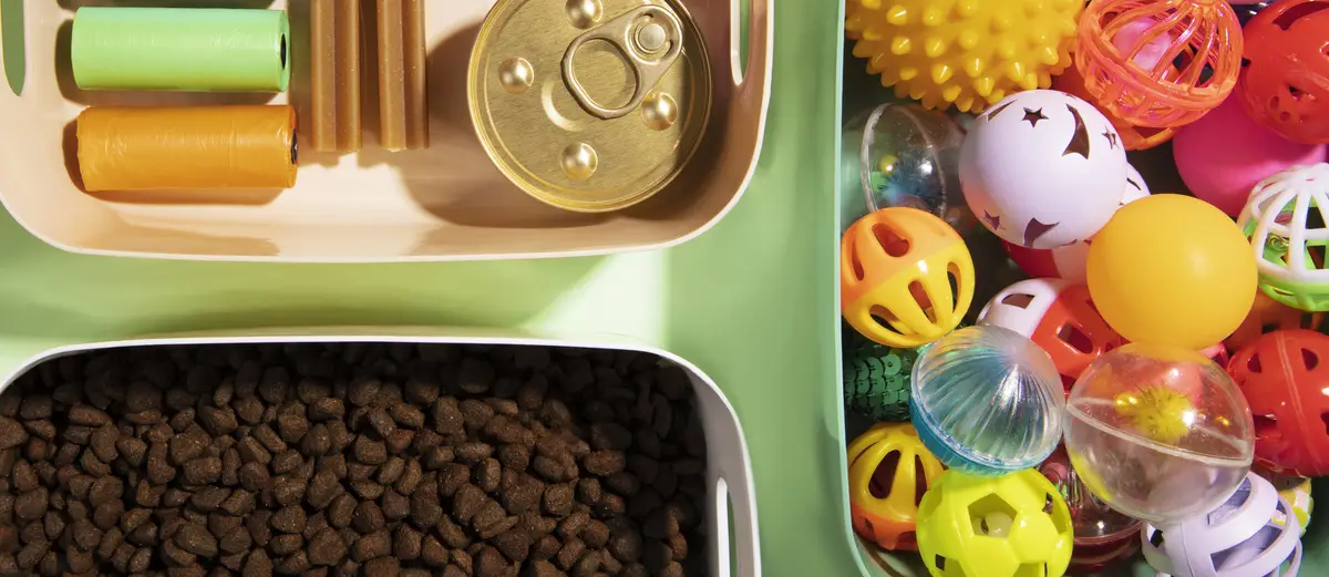 Supermarket banner with various items