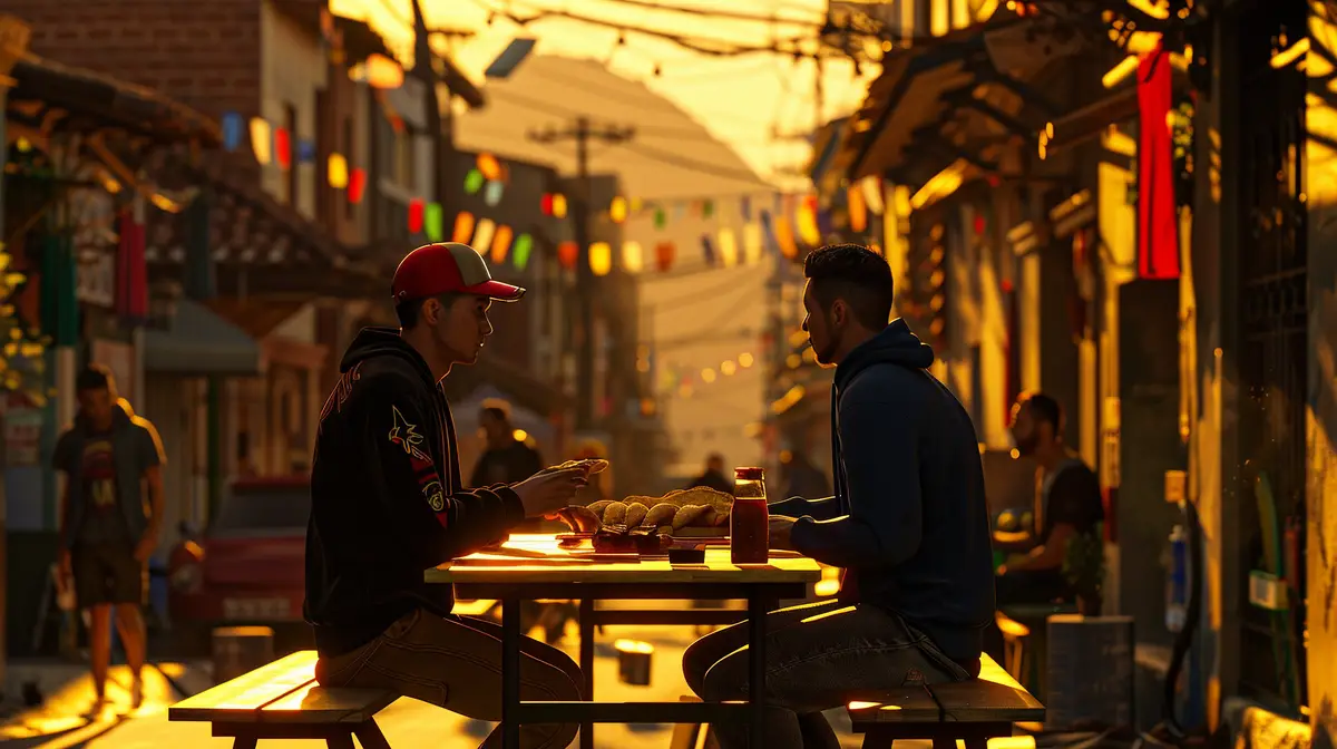Group of colombian male friends spending time together and having fun