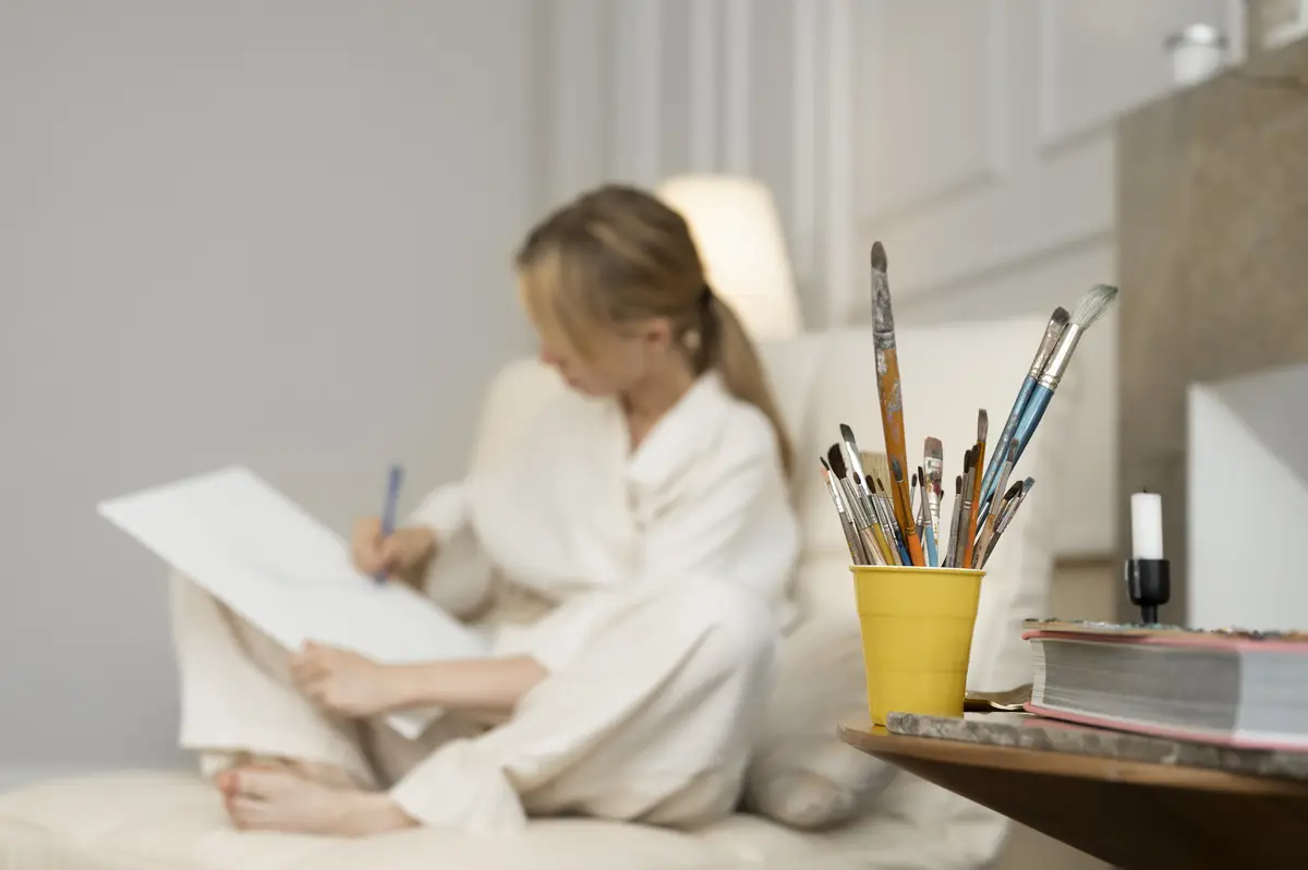 Young woman working in her worshop