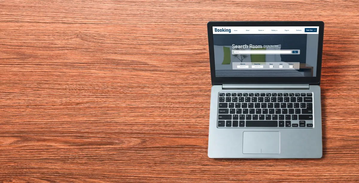 Online hotel accommodation booking website provide modish reservation system Travel technology concept