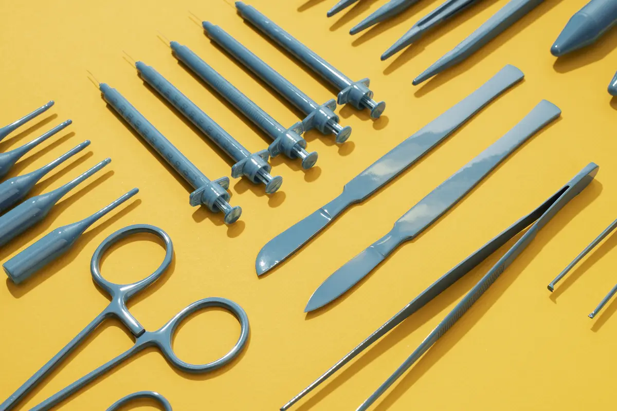 Top view on various medical equipment