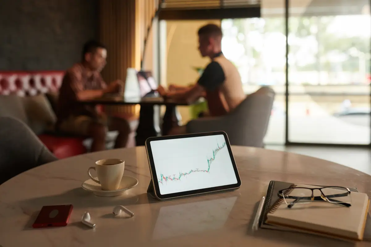 Stock market chart on tablet